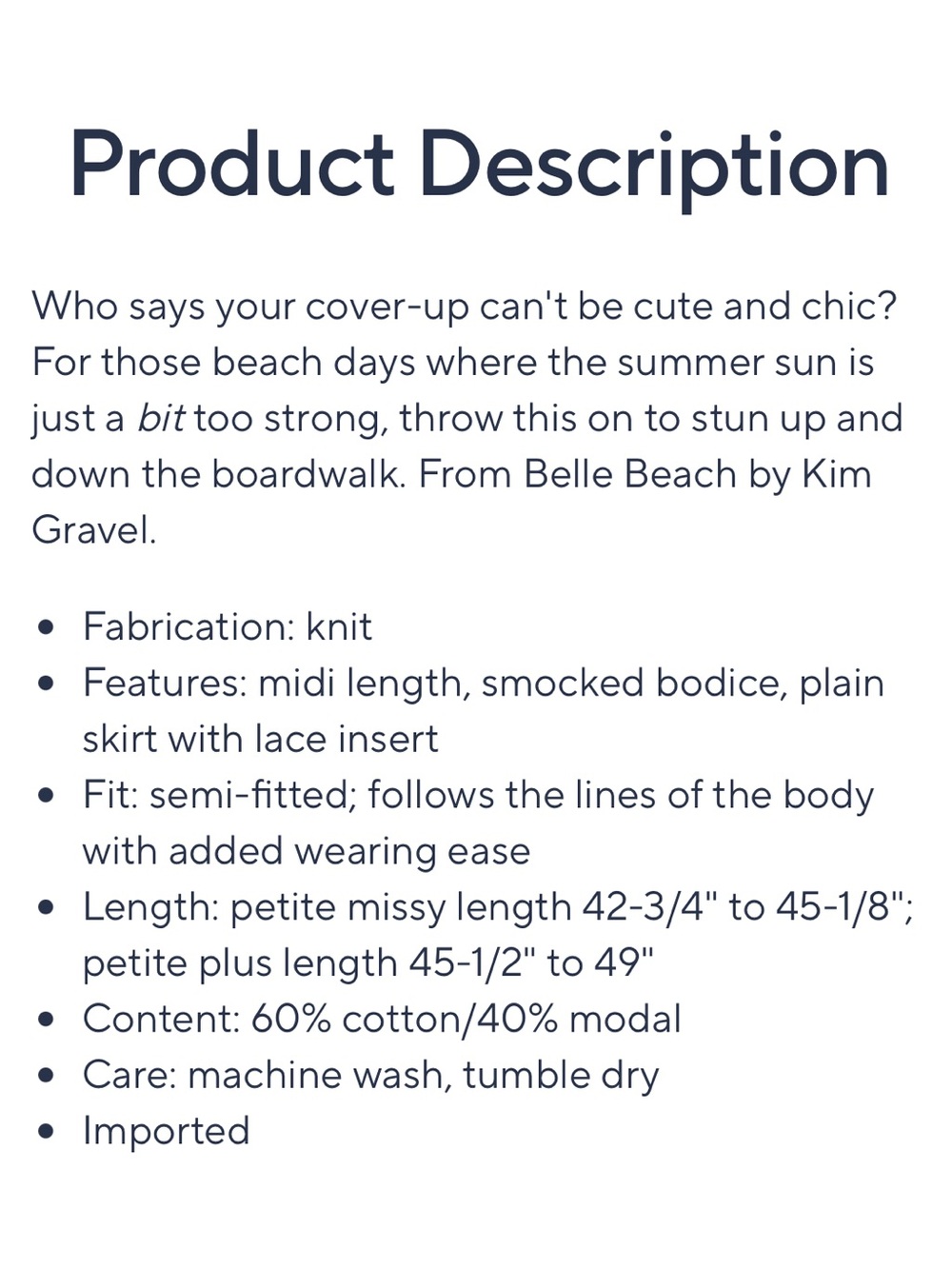 🐷 Belle Beach by Kim Gravel Petite Smocked Maxi Cover Up Dress A498320 QVC - Picture 10 of 11